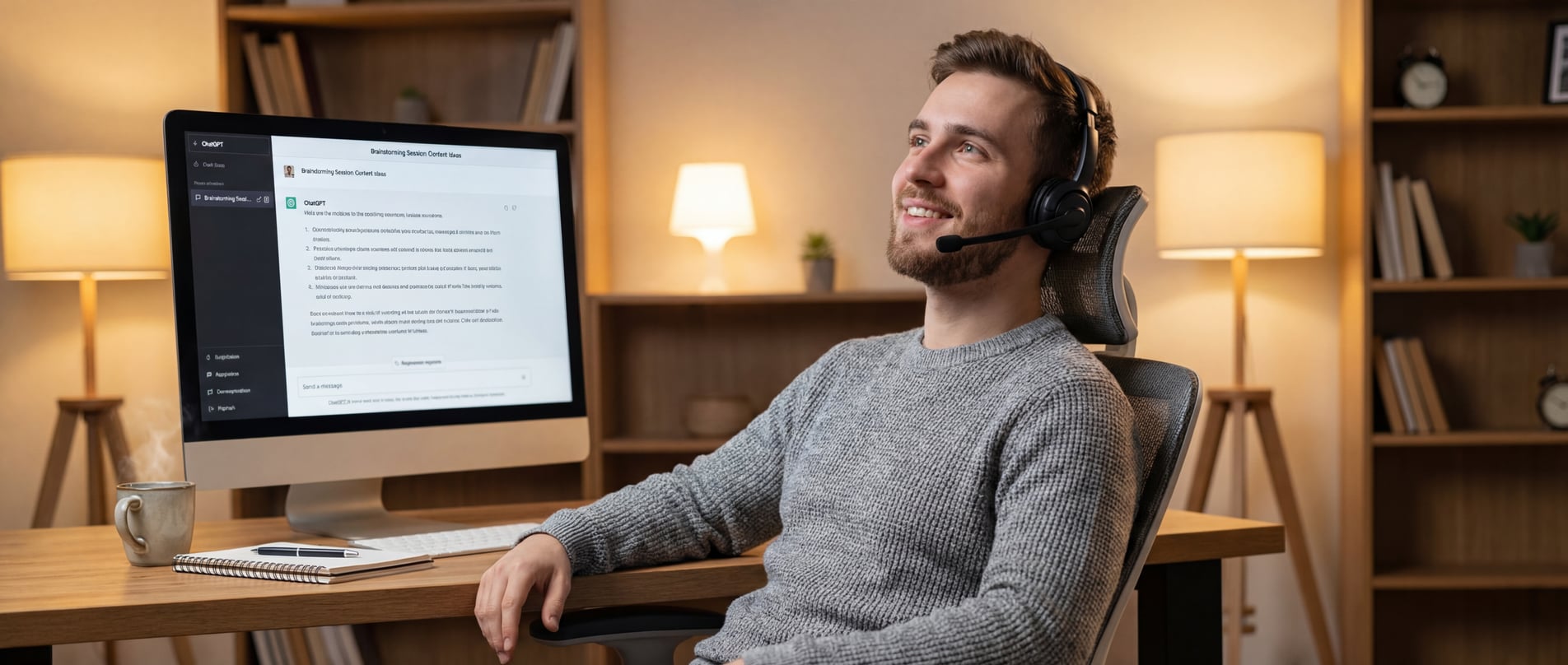 SEO expert brainstorming with AI using voice